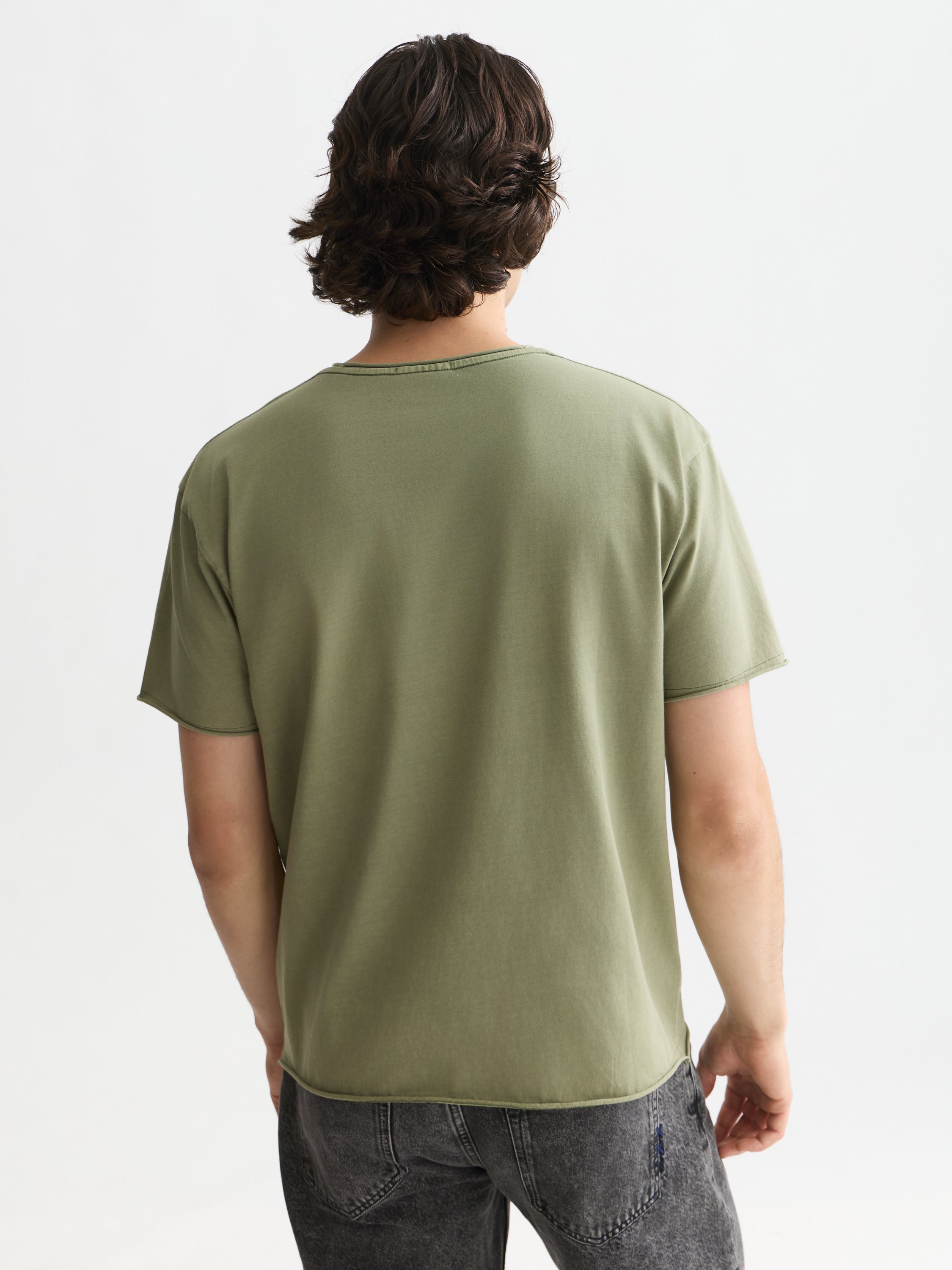 Seasonal Core Raw-Edged Garment-Dyed Relaxed Fit T-Shirt - Oil Green