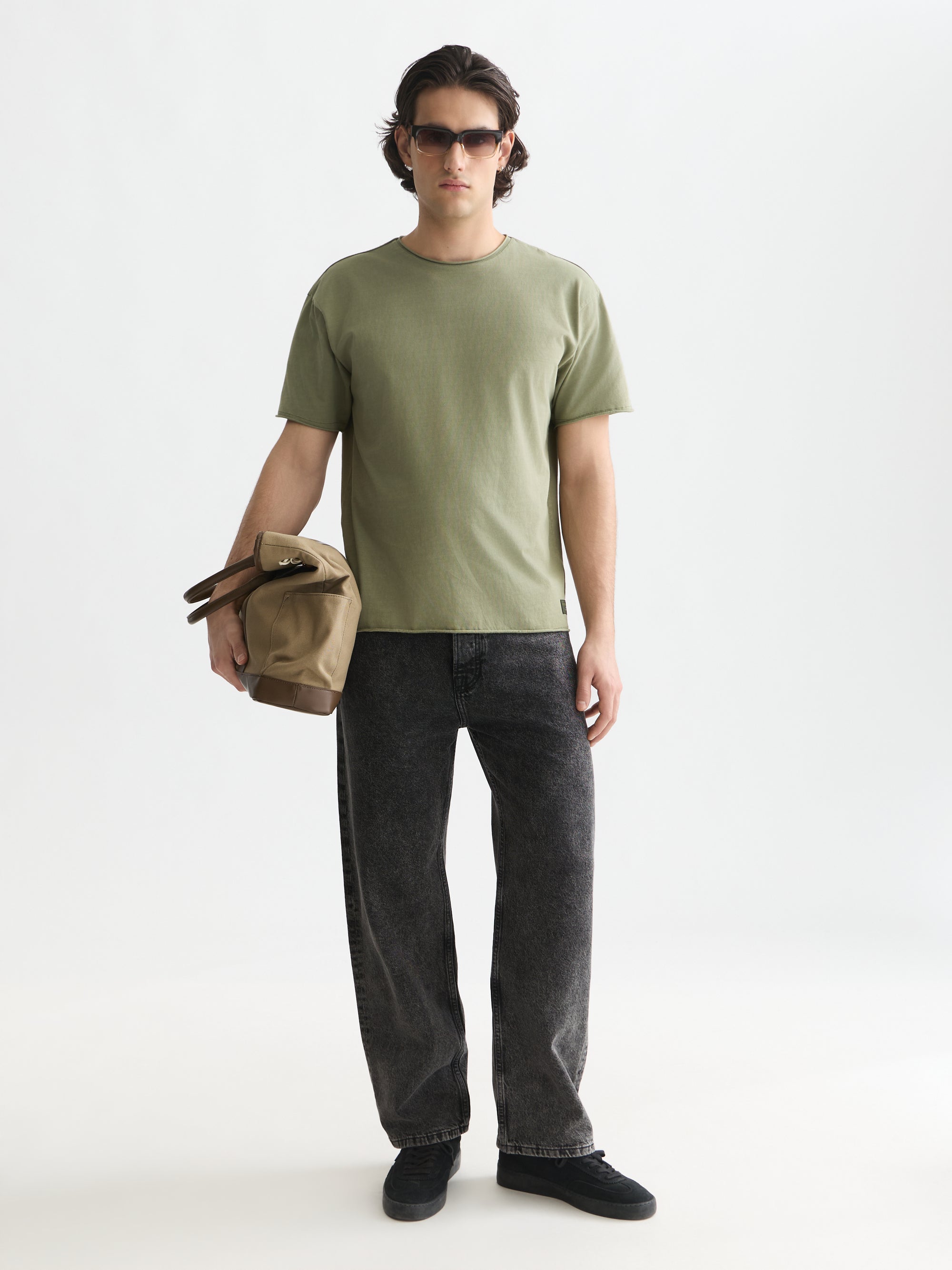 Seasonal Core Raw-Edged Garment-Dyed Relaxed Fit T-Shirt - Oil Green