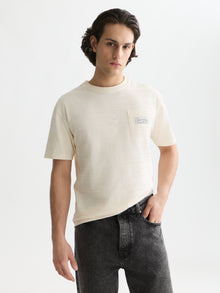Textured Jacquard Relaxed Fit T-Shirt - Eggnog