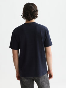Textured Jacquard Relaxed Fit T-Shirt - Sky Captain