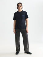 Textured Jacquard Relaxed Fit T-Shirt - Sky Captain