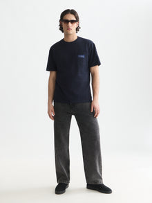 Textured Jacquard Relaxed Fit T-Shirt - Sky Captain