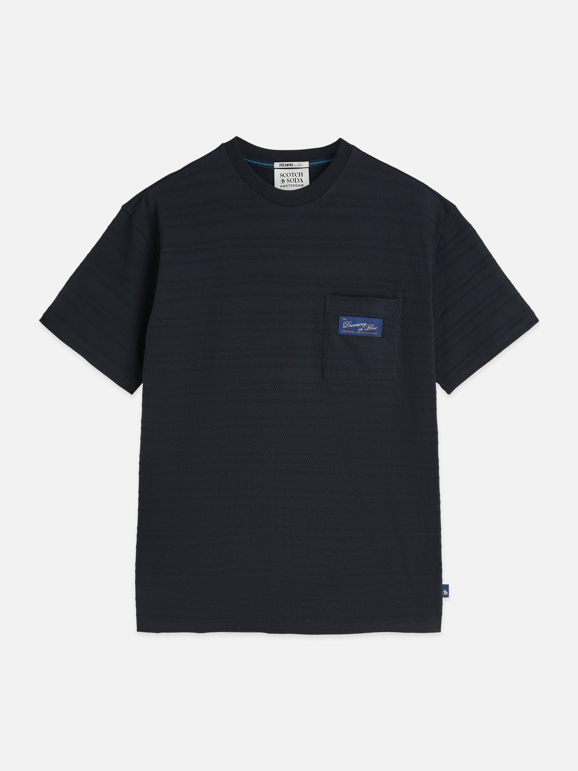 Textured Jacquard Relaxed Fit T-Shirt - Sky Captain