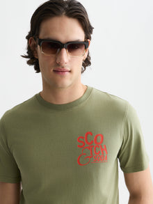 Left Chest Artwork Regular Fit T-Shirt - Oil Green