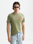 Left Chest Artwork Regular Fit T-Shirt - Oil Green