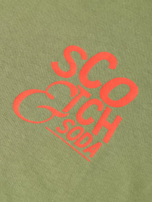 Left Chest Artwork Regular Fit T-Shirt - Oil Green