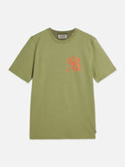 Left Chest Artwork Regular Fit T-Shirt - Oil Green