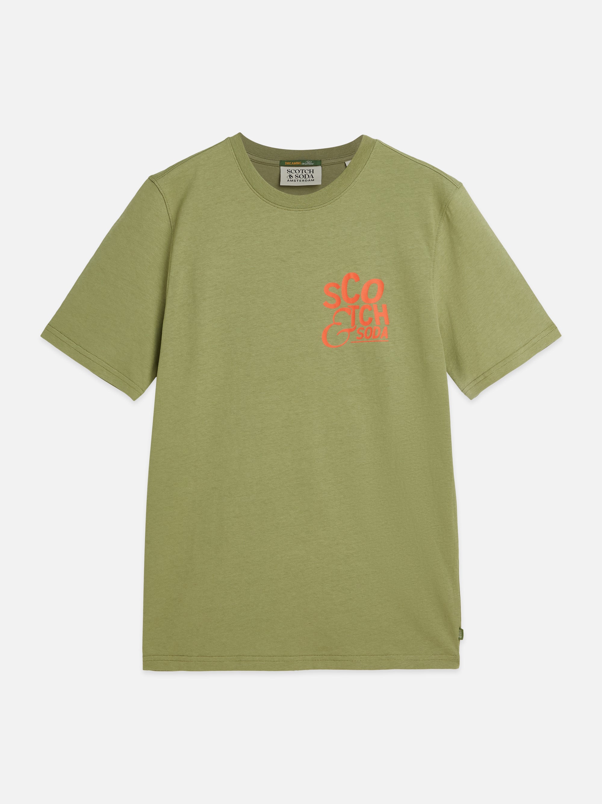 Left Chest Artwork Regular Fit T-Shirt - Oil Green
