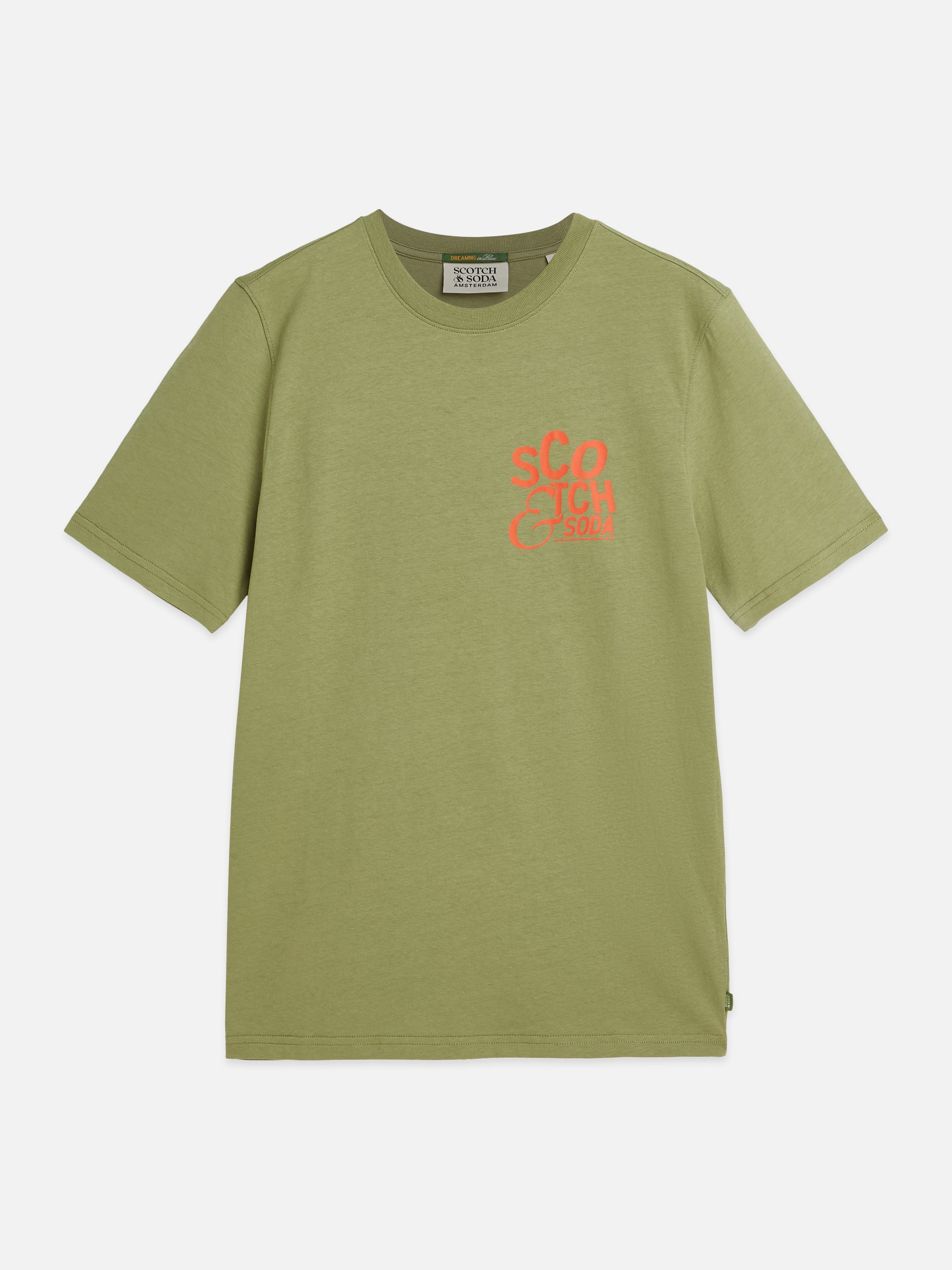 Left Chest Artwork Regular Fit T-Shirt - Oil Green