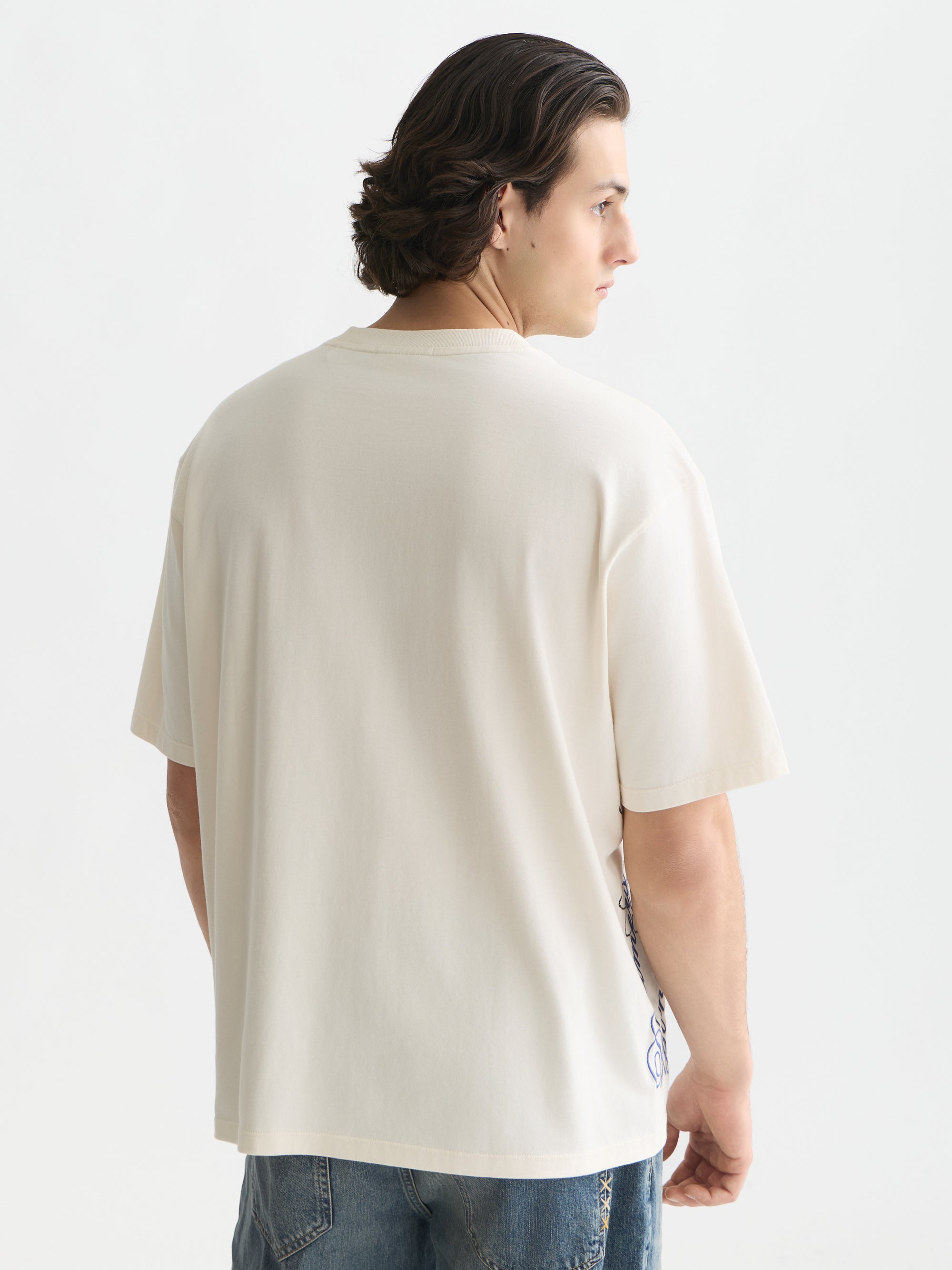 Worked-Out Artwork Loose Fit T-Shirt - Eggnog