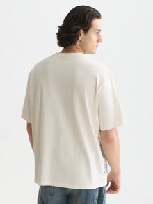 Worked-Out Artwork Loose Fit T-Shirt - Eggnog