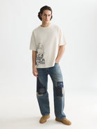 Worked-Out Artwork Loose Fit T-Shirt - Eggnog