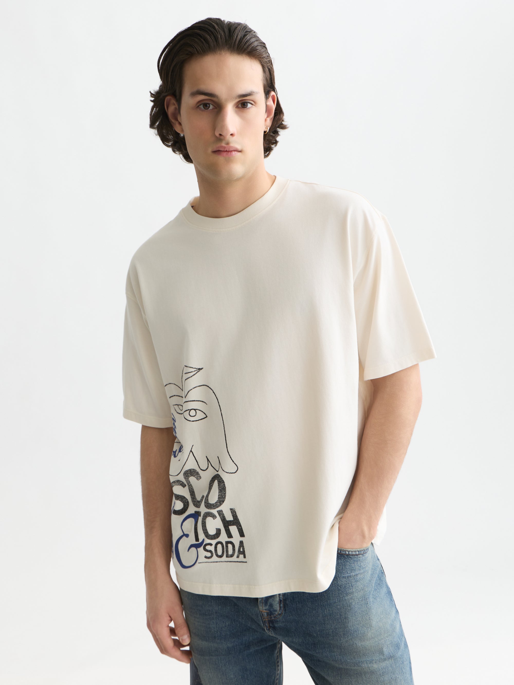 Worked-Out Artwork Loose Fit T-Shirt - Eggnog