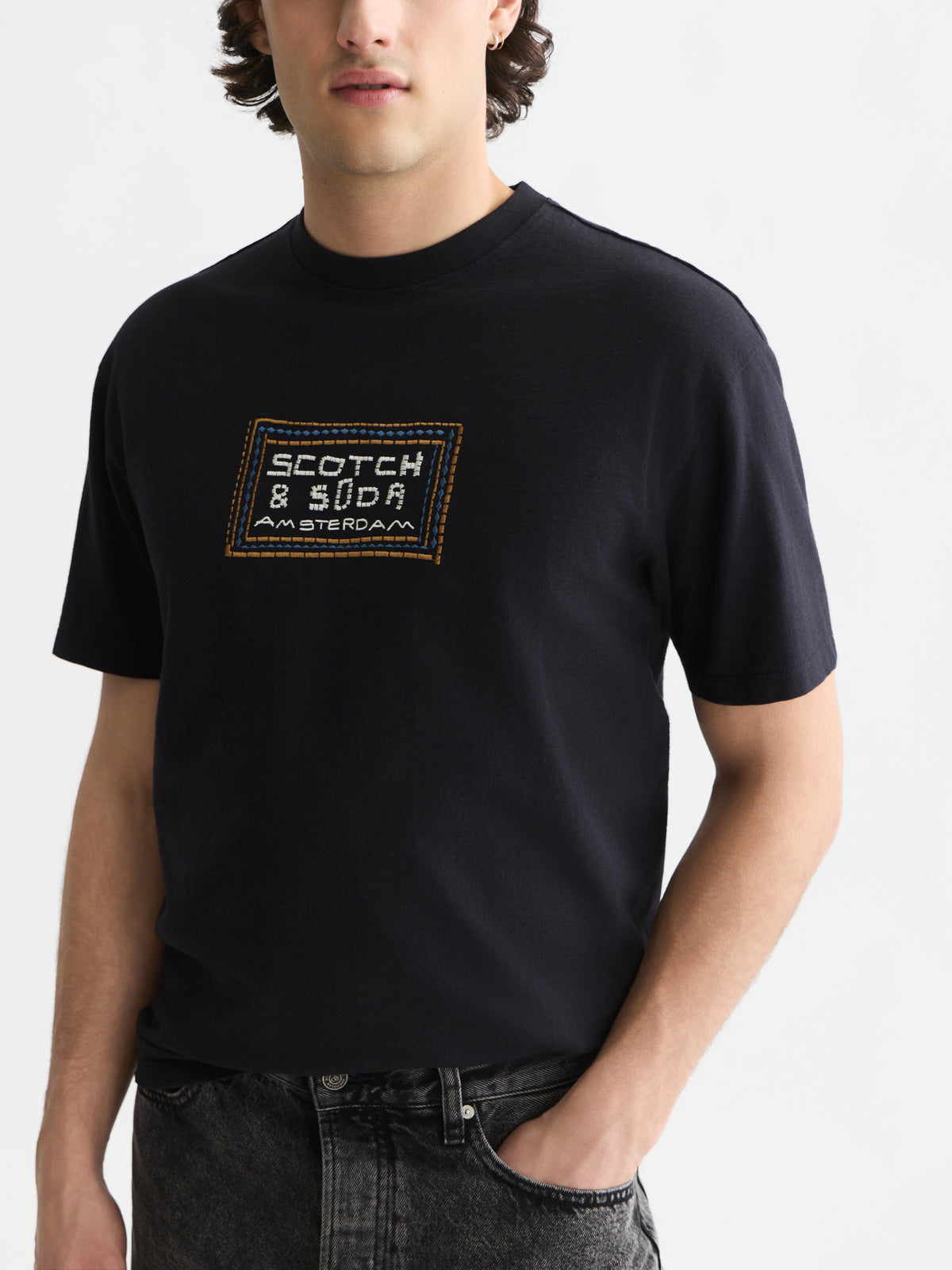 Embroidered Front Artwork Relaxed Fit T-Shirt - Meteorite-2
