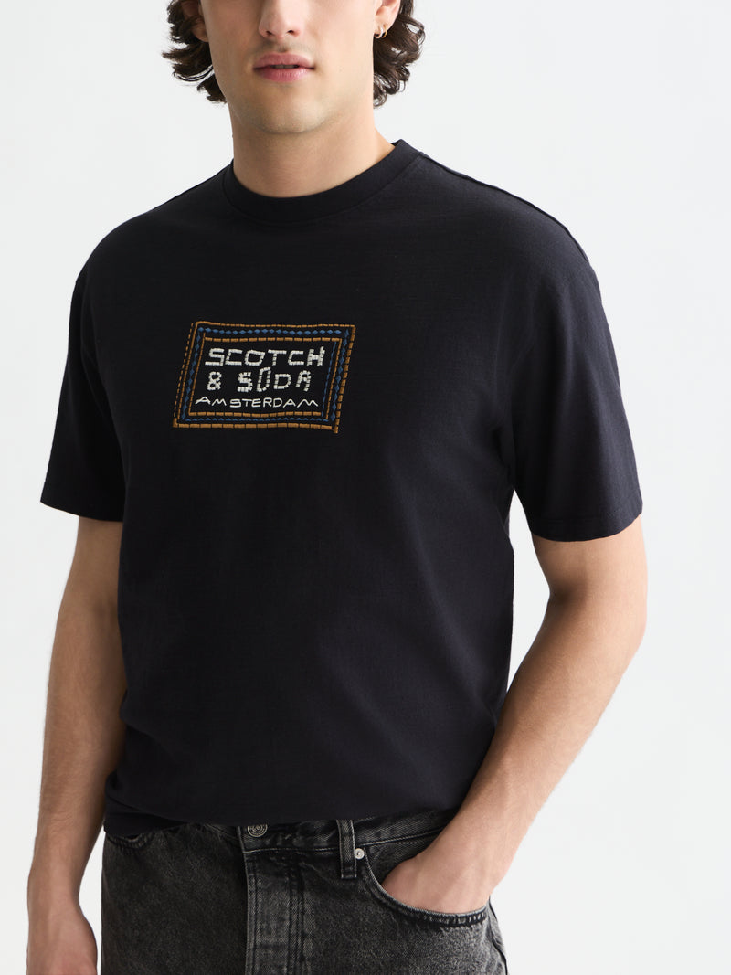 Embroidered Front Artwork Relaxed Fit T-Shirt - Meteorite