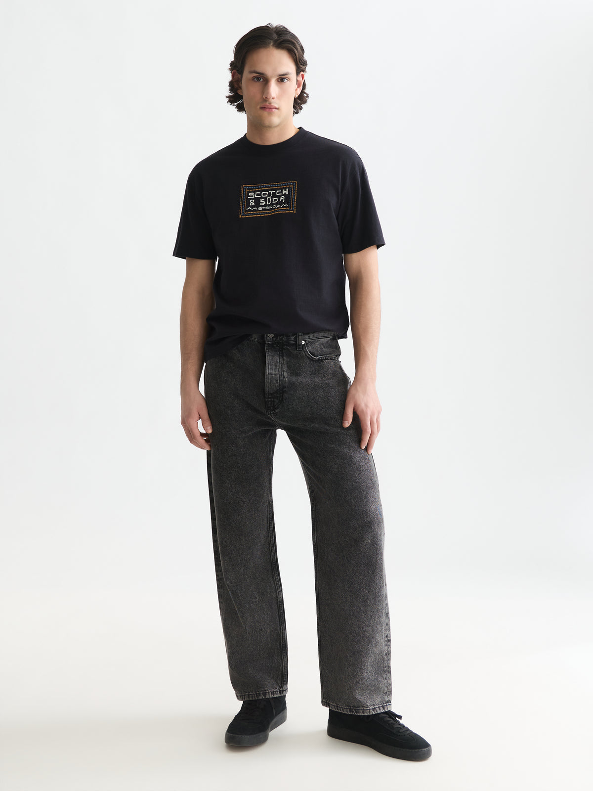 Embroidered Front Artwork Relaxed Fit T-Shirt - Meteorite-4