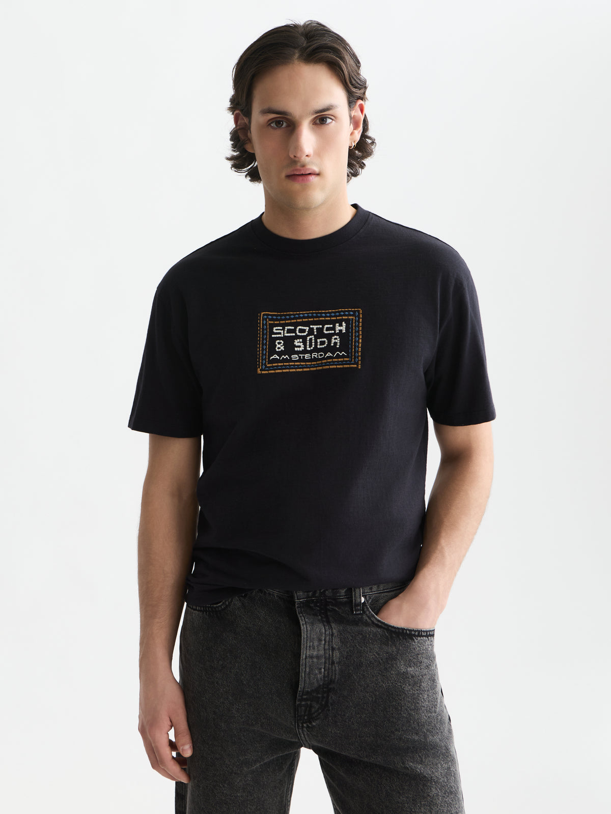 Embroidered Front Artwork Relaxed Fit T-Shirt - Meteorite