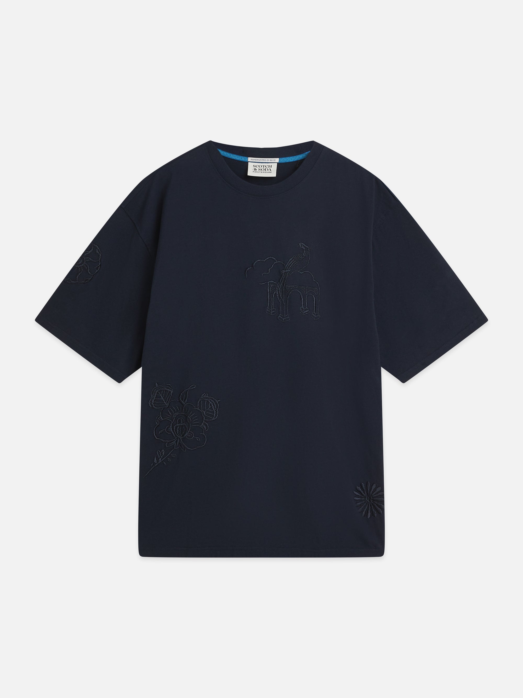Delfts Blauw Embroidered Artwork Loose Fit T-Shirt - Sky Captain