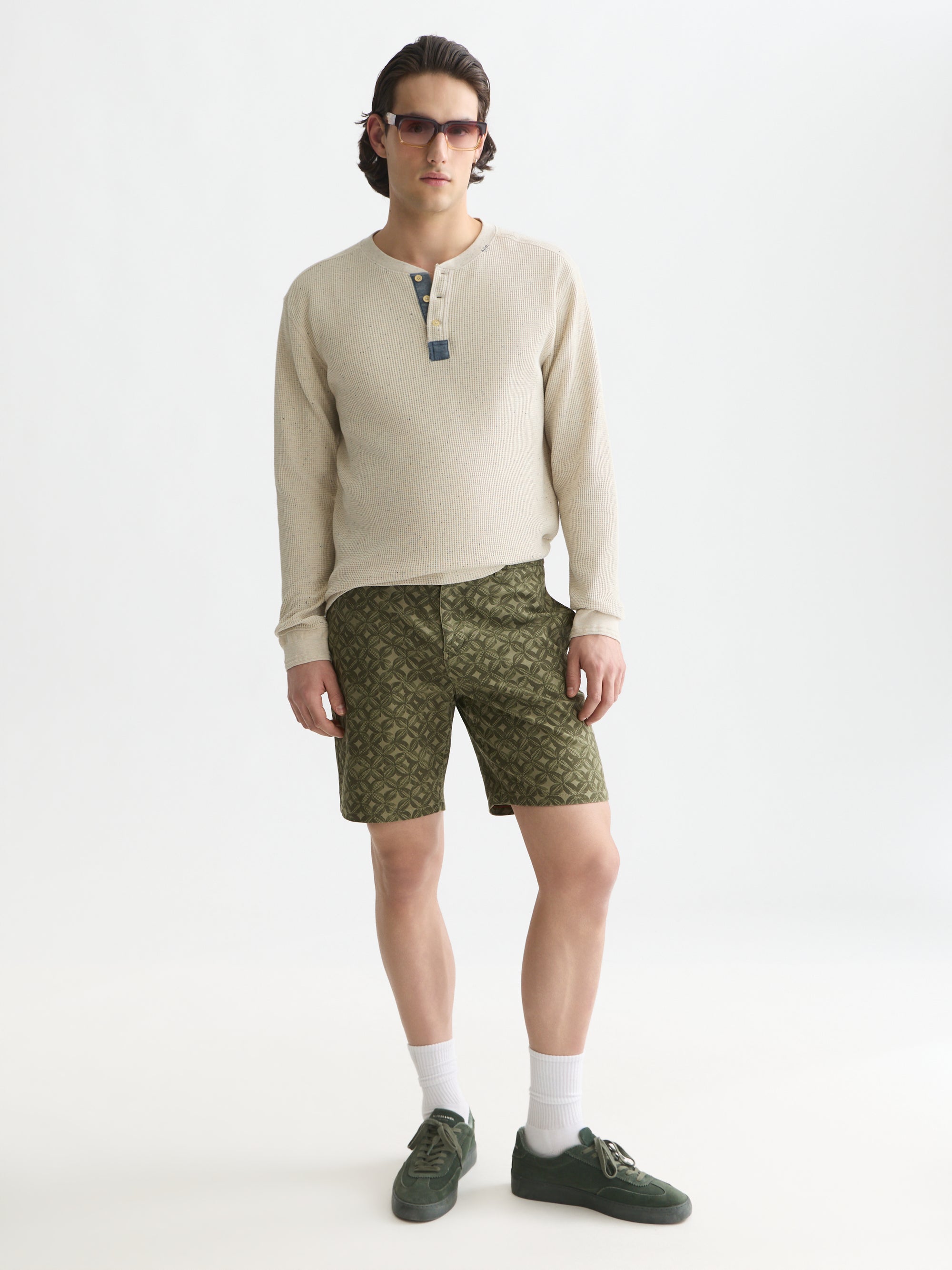 Henley Melange Regular Fit Long-Sleeved T-Shirt - Oatmeal Melange
