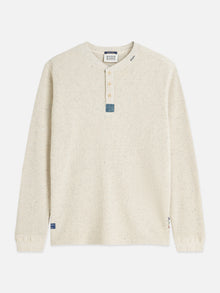 Henley Melange Regular Fit Long-Sleeved T-Shirt - Oatmeal Melange