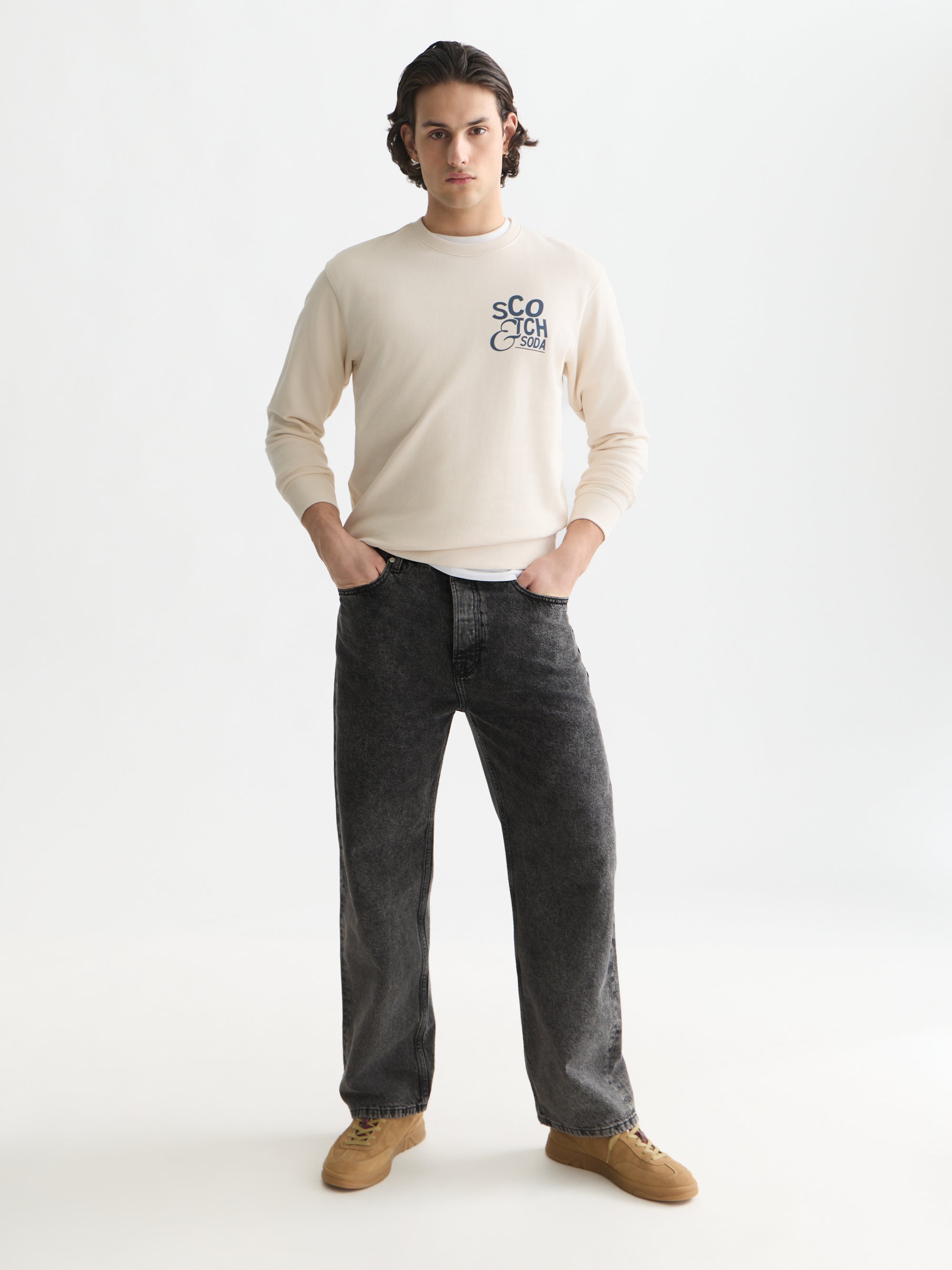 Left Chest Artwork Regular Fit Sweatshirt - Eggnog