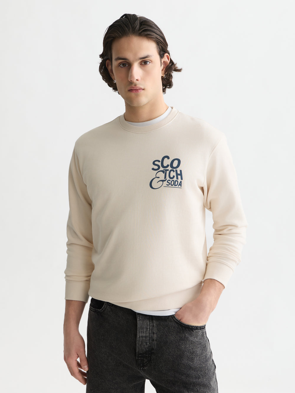 Left Chest Artwork Regular Fit Sweatshirt - Eggnog