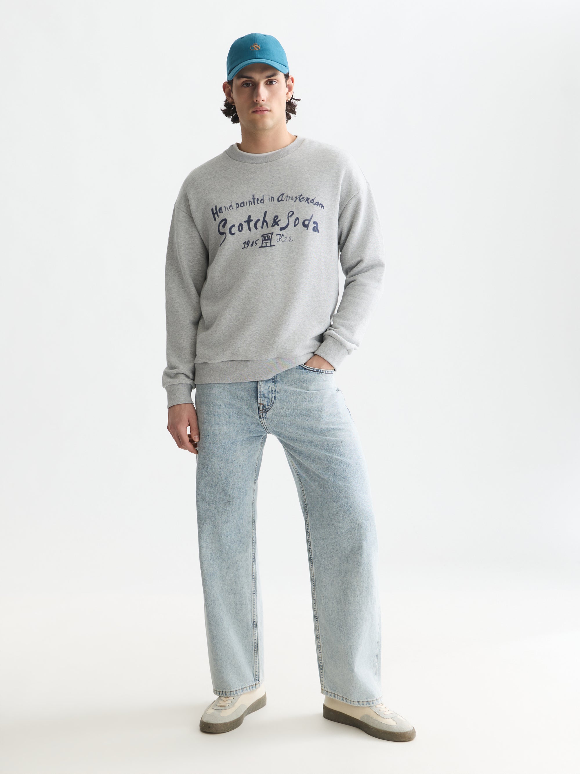 Front Chest Artwork Relaxed Fit Sweatshirt - Grey Melange