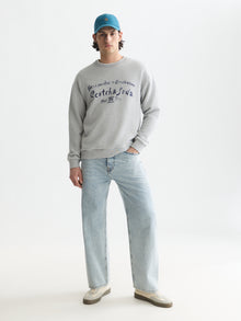 Front Chest Artwork Relaxed Fit Sweatshirt - Grey Melange
