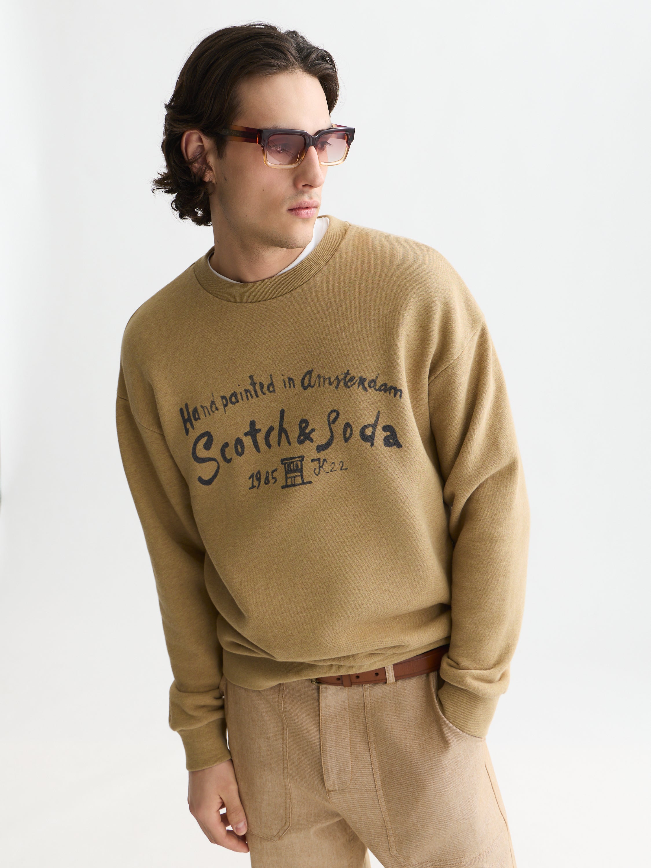 Front Chest Artwork Relaxed Fit Sweatshirt - Dijon Melange