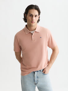 Pique Garment Dyed Relaxed Fit Polo - Misty Rose