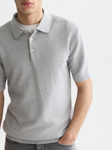Seasonal Core Structured Knitted Regular Fit Polo - Grey Melange