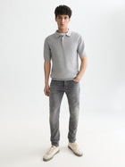 Seasonal Core Structured Knitted Regular Fit Polo - Grey Melange
