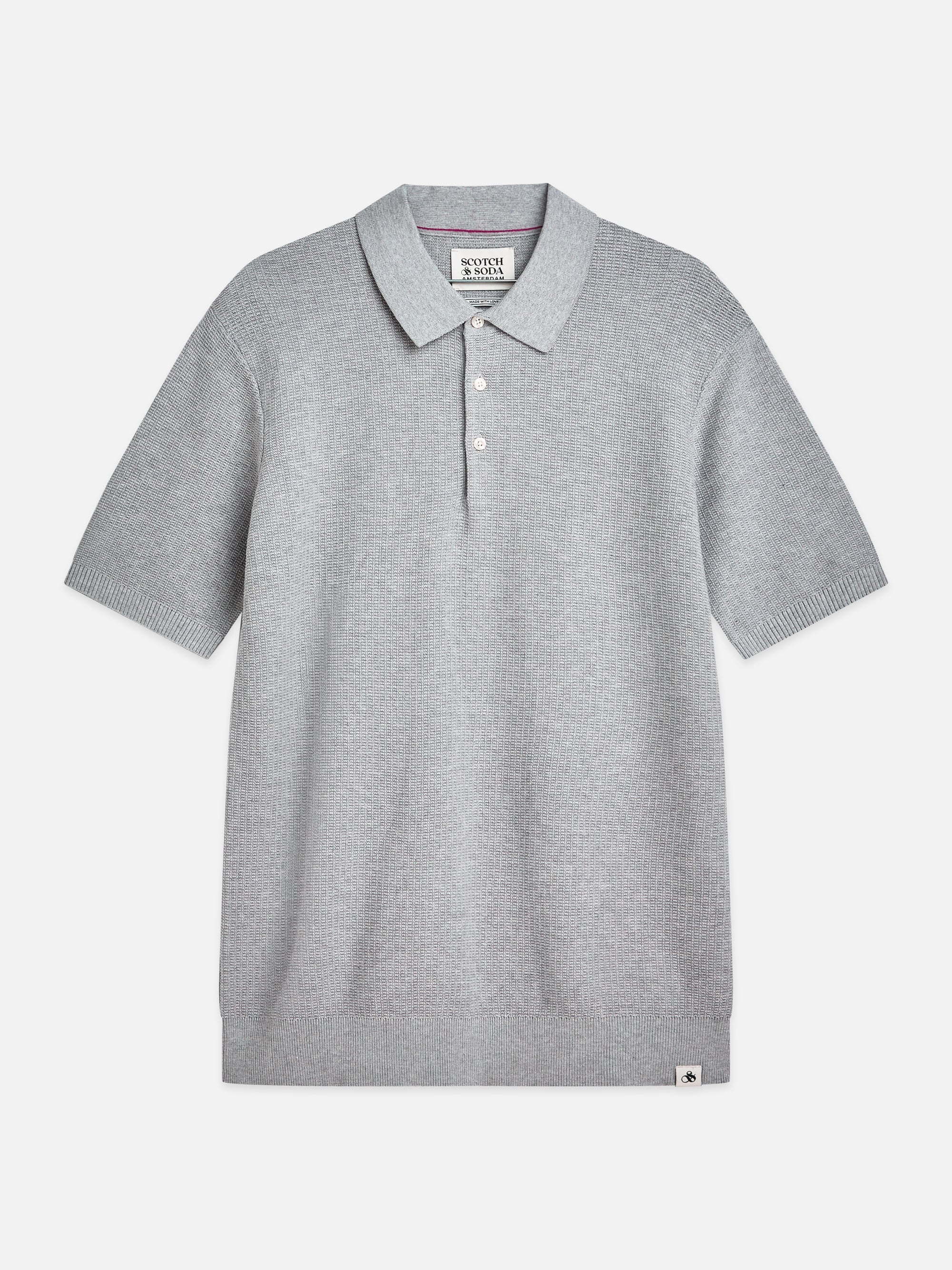 Seasonal Core Structured Knitted Regular Fit Polo - Grey Melange
