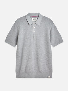 Seasonal Core Structured Knitted Regular Fit Polo - Grey Melange