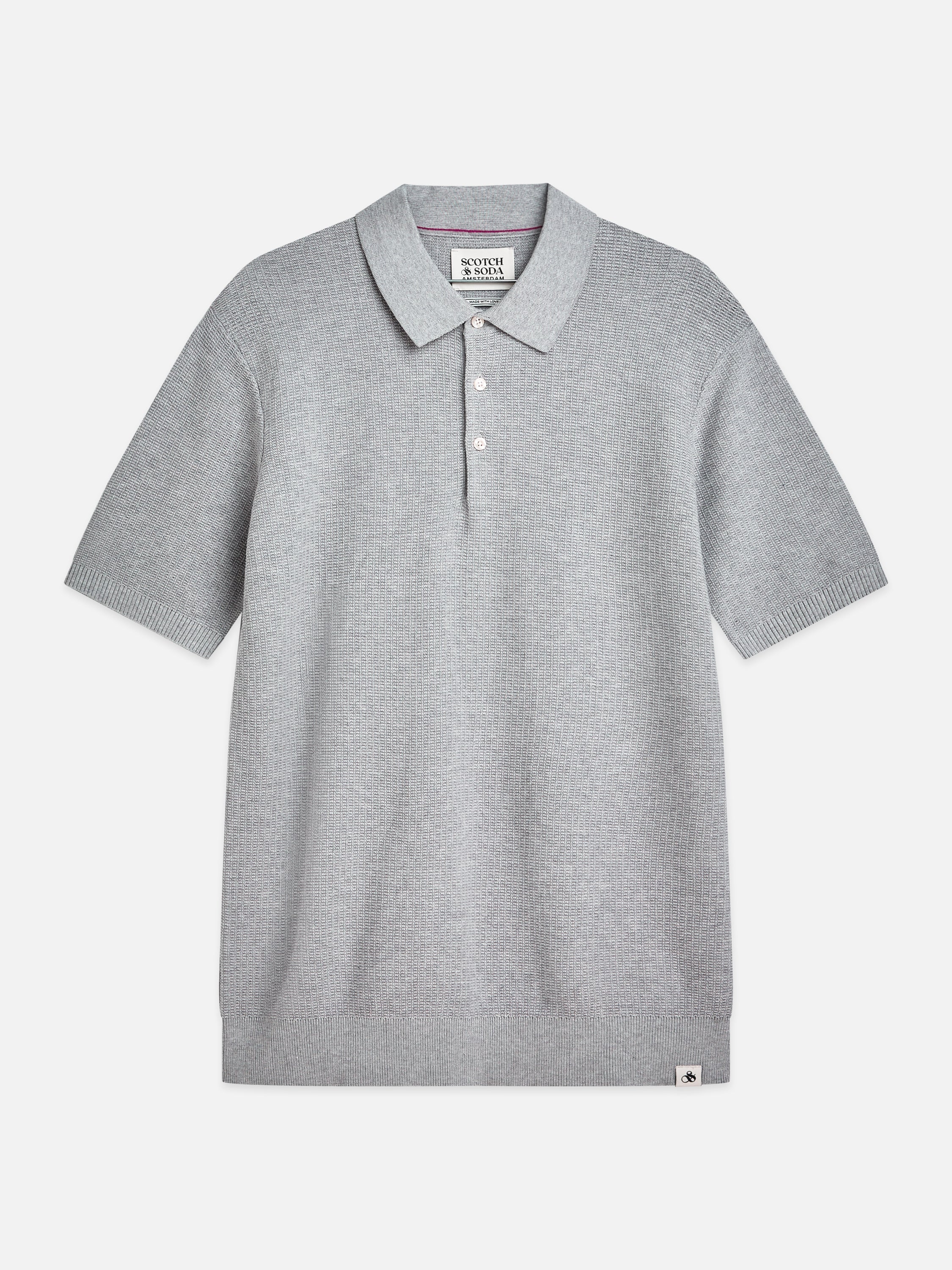 Seasonal Core Structured Knitted Regular Fit Polo - Grey Melange