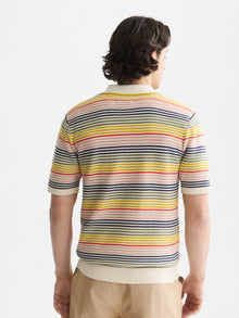 Striped Structured Knitted Regular Fit Polo - Multicolour Stripe