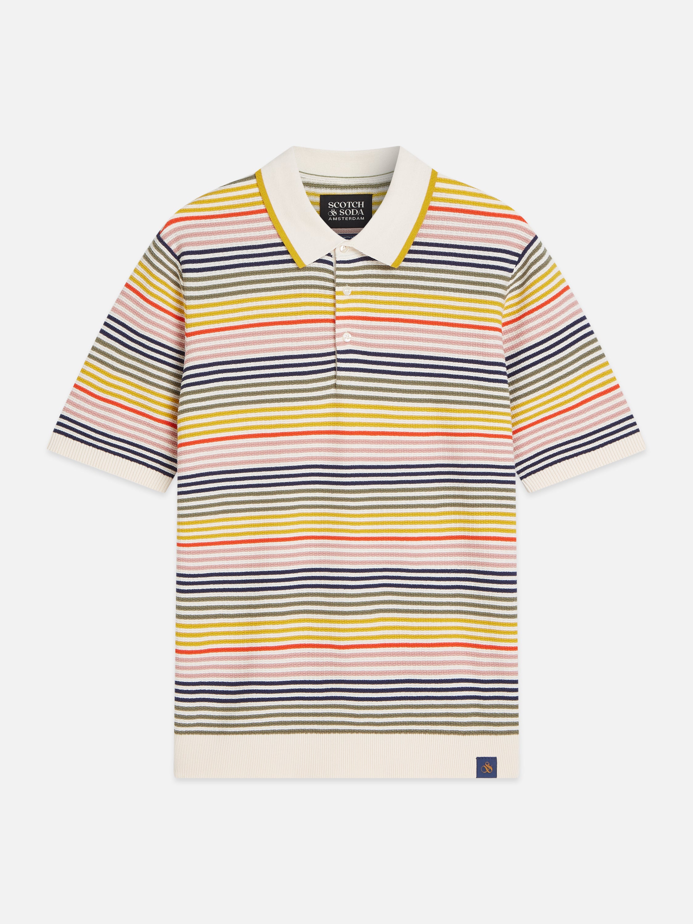 Striped Structured Knitted Regular Fit Polo - Multicolour Stripe