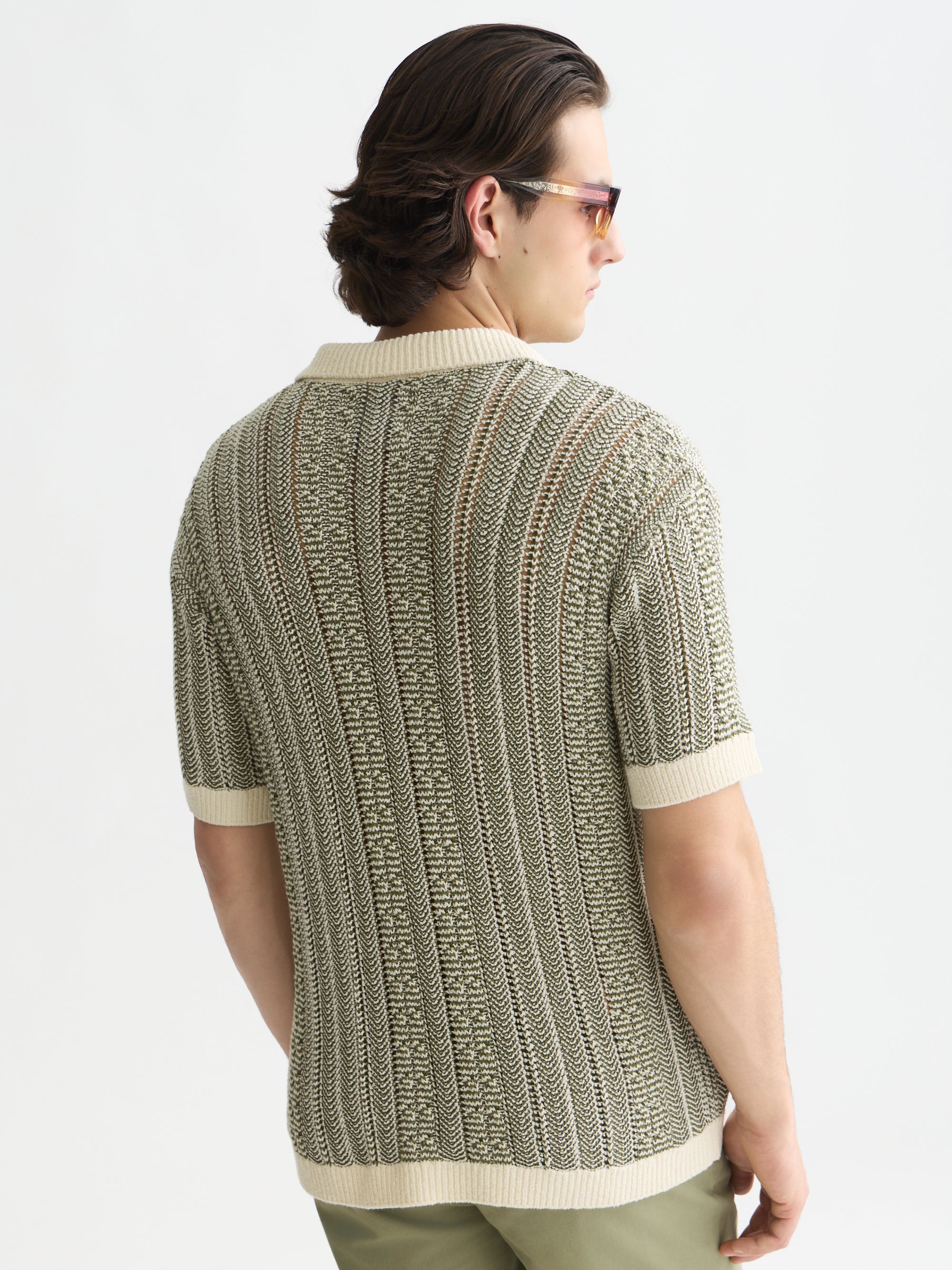 Multi Stitch Extra Dropped Shoulder Polo - Eggnog Melange