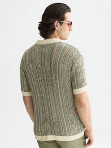 Multi Stitch Extra Dropped Shoulder Polo - Eggnog Melange