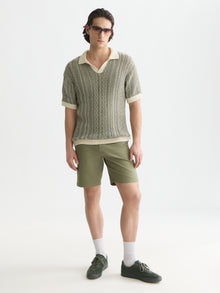 Multi Stitch Extra Dropped Shoulder Polo - Eggnog Melange