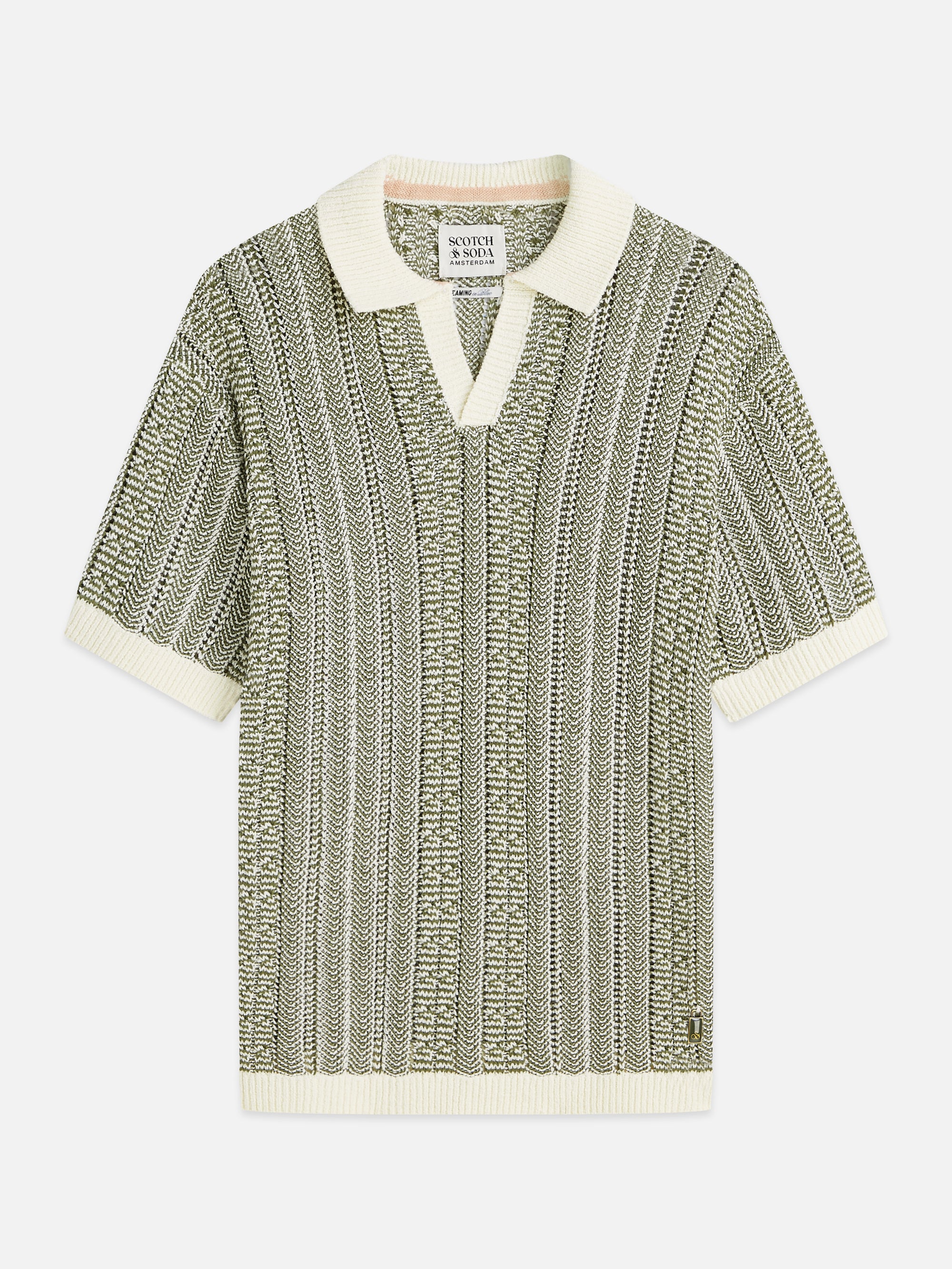 Multi Stitch Extra Dropped Shoulder Polo - Eggnog Melange