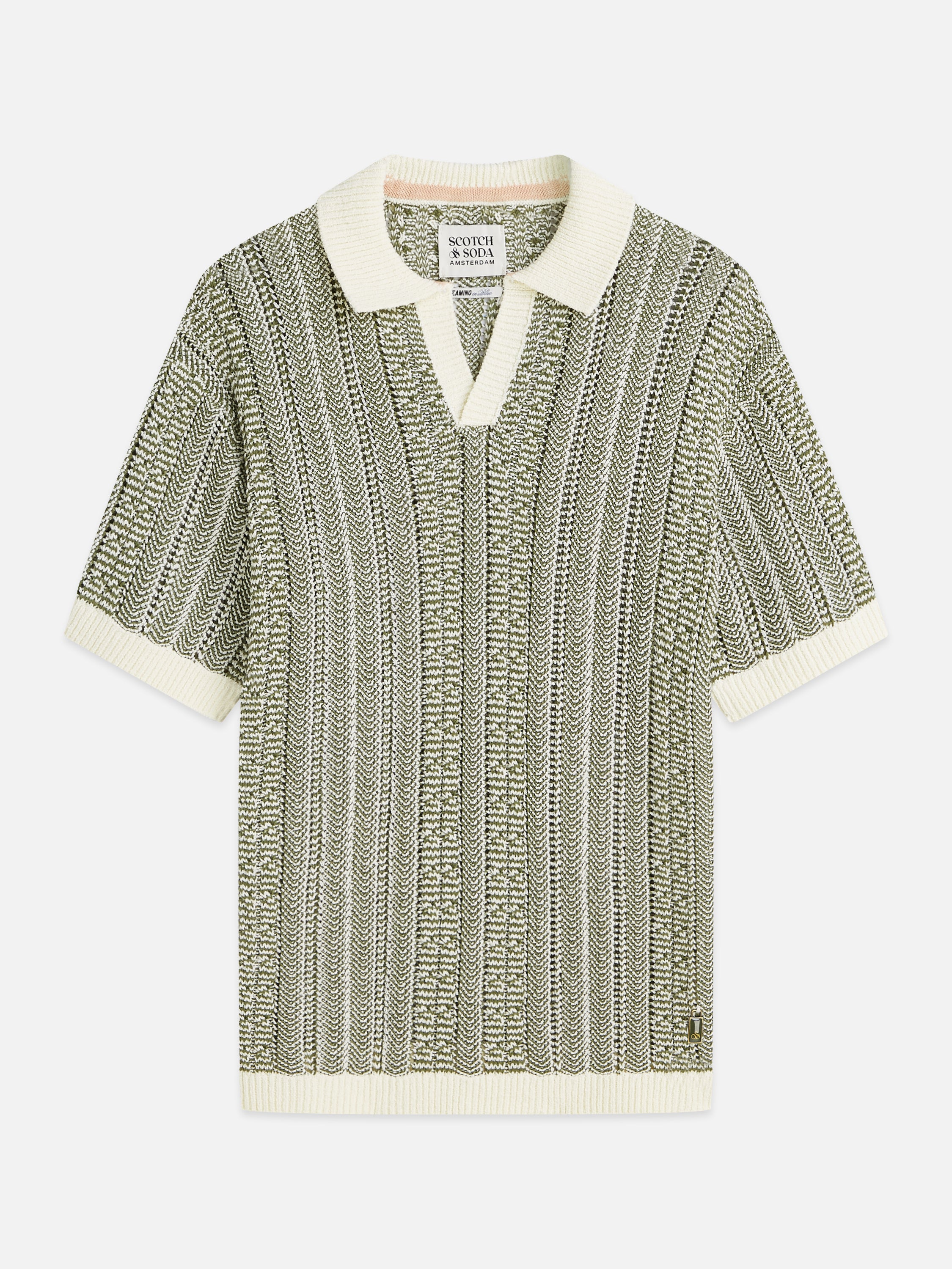 Multi Stitch Extra Dropped Shoulder Polo - Eggnog Melange