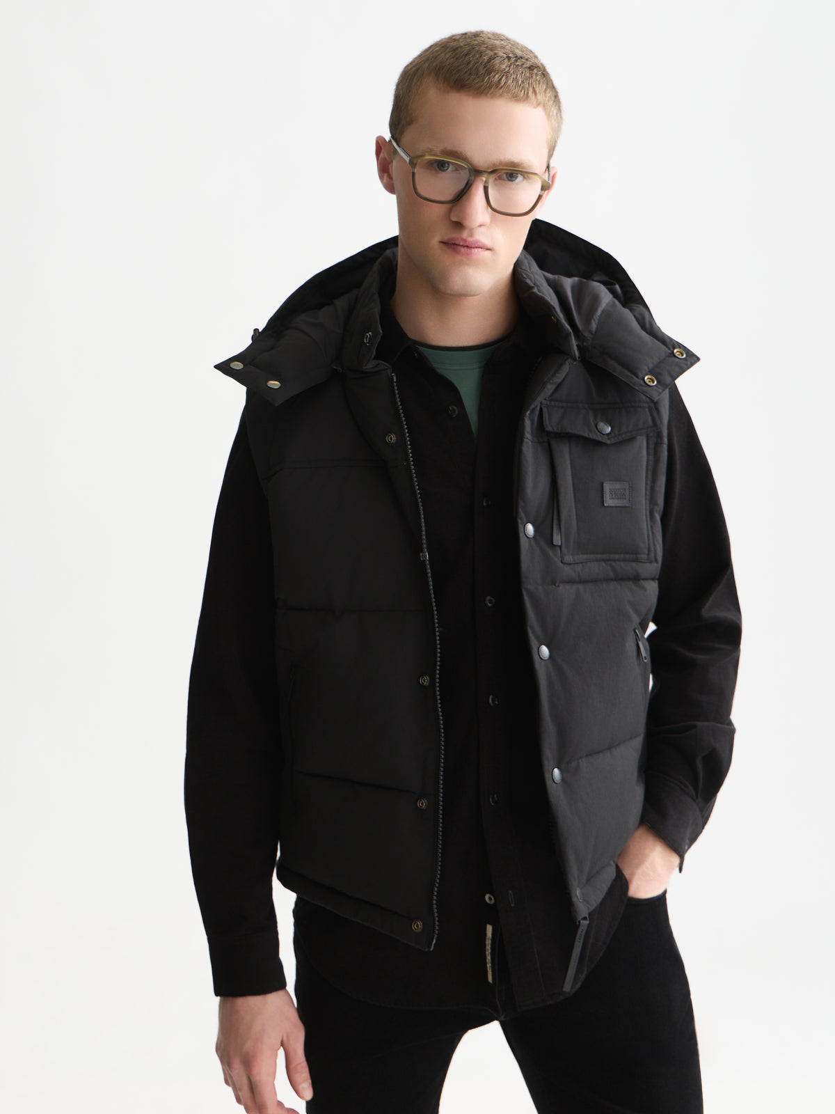 Hooded Puffer Vest - Meteorite-1