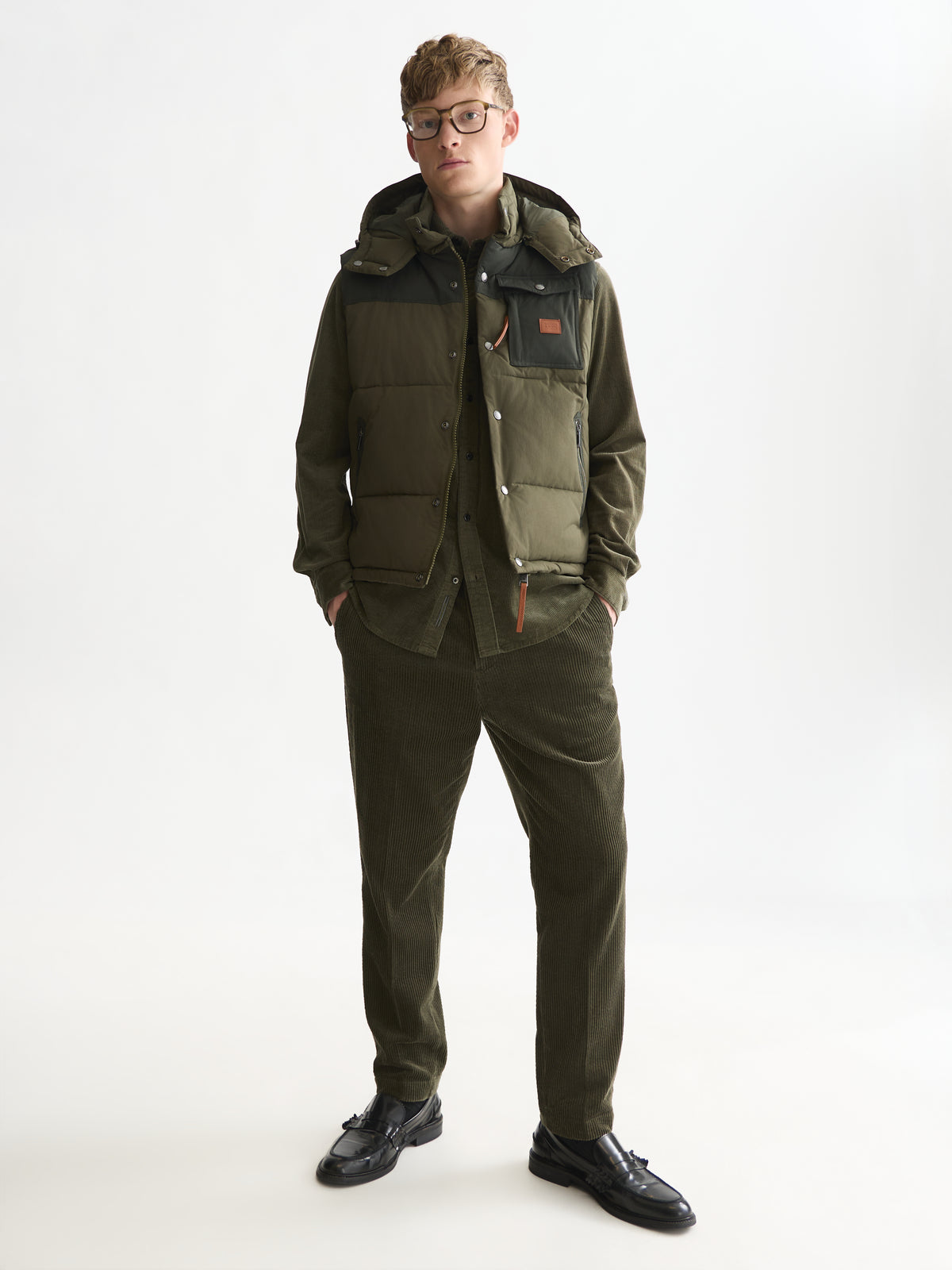 Hooded Puffer Vest - Olive Night-3