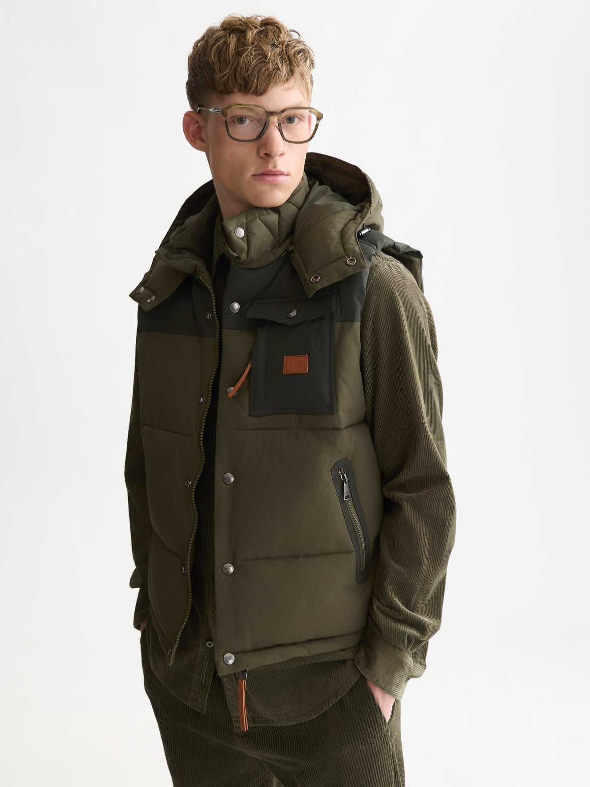 Hooded Puffer Vest - Olive Night-1