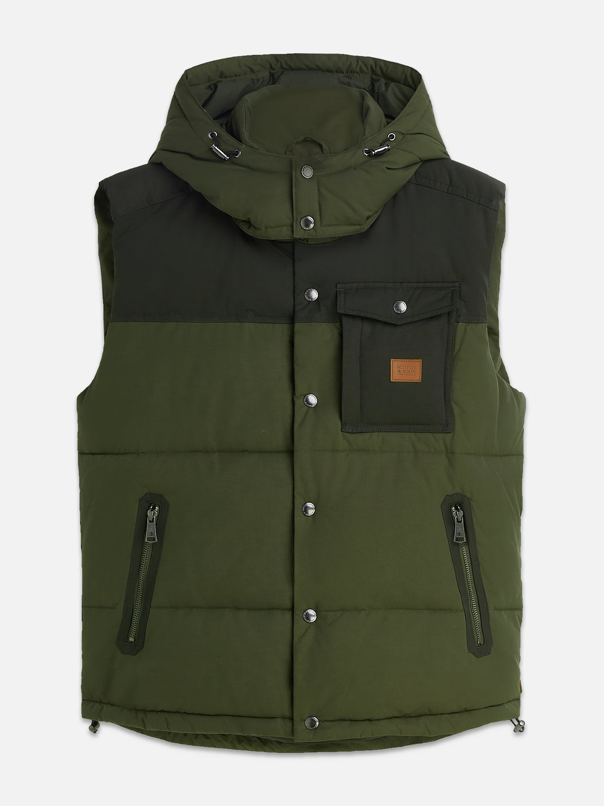 Hooded Puffer Vest - Olive Night
