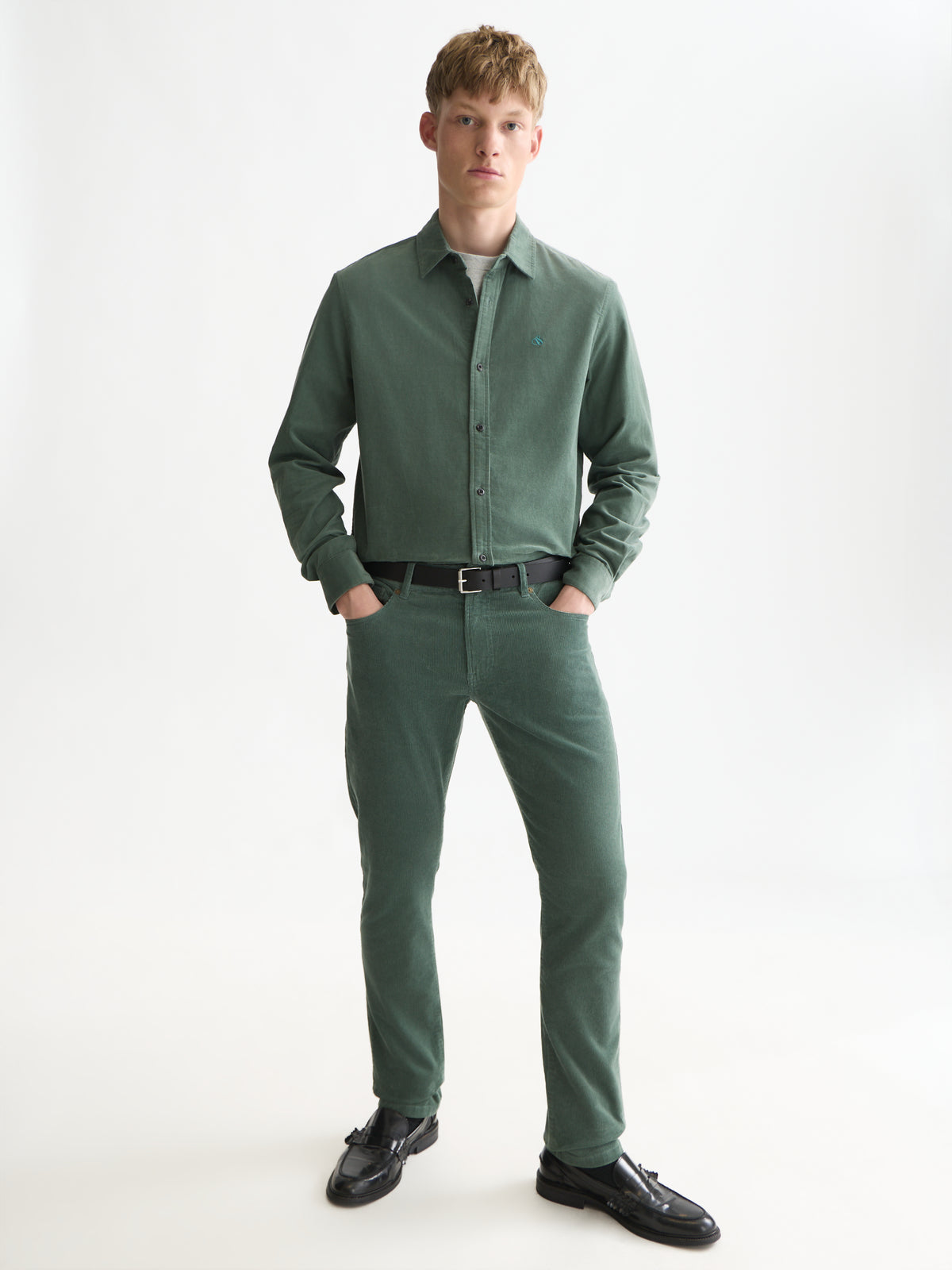 Fine Corduroy Regular-Fit Shirt - Dark Forest-3