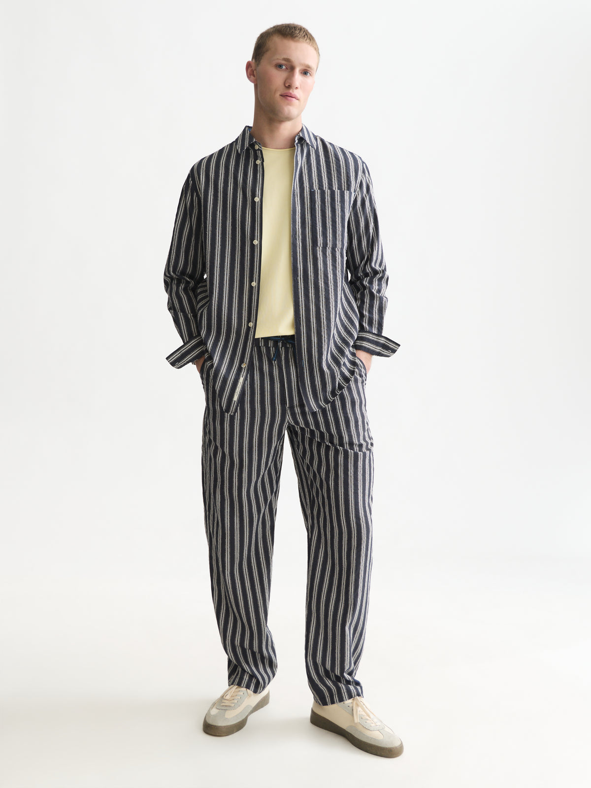 Textured Striped Regular-Fit Shirt - Sky Captain Stripe