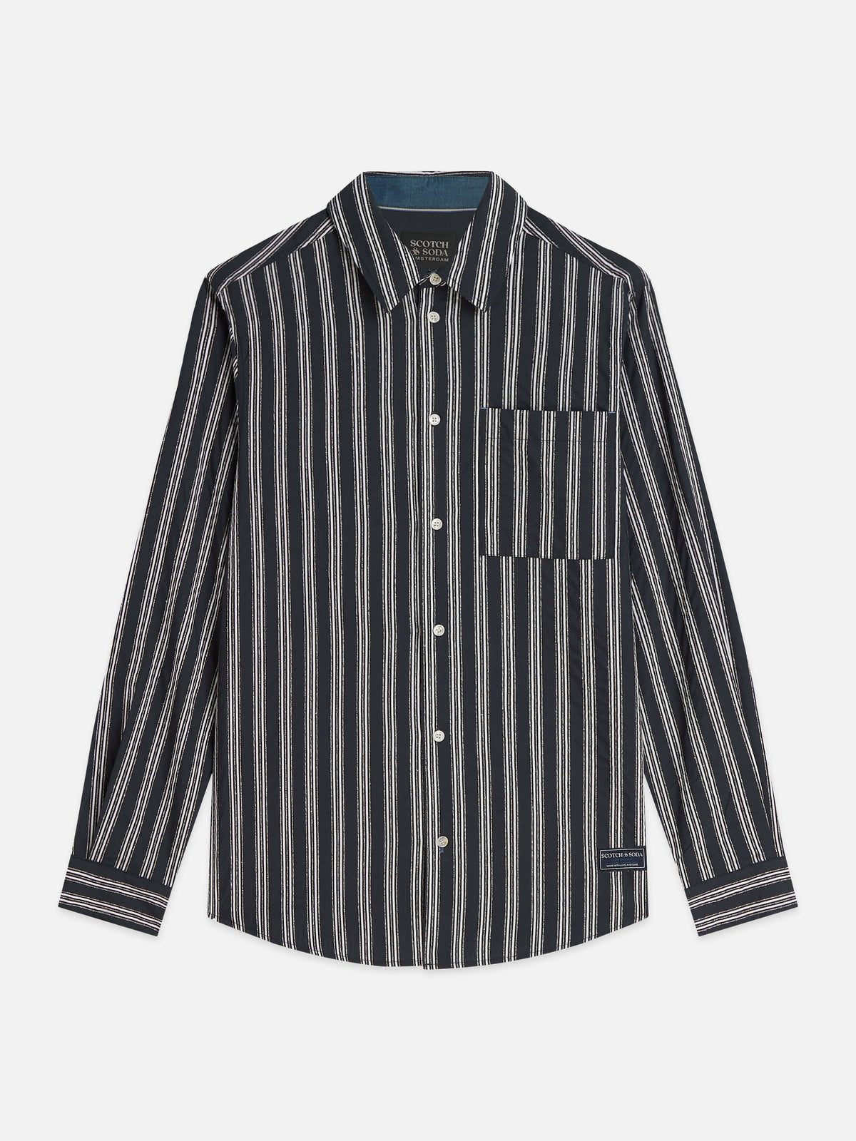 Textured Striped Regular-Fit Shirt - Sky Captain Stripe