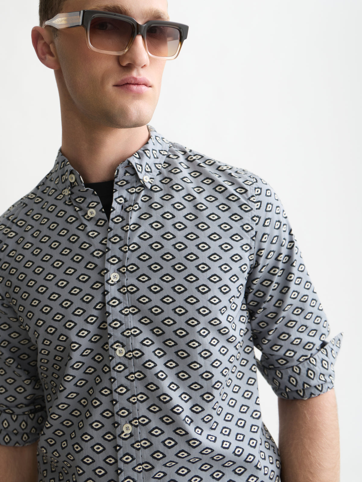 Micro Printed Slim-Fit Shirt - Glitch Geo Tradewinds